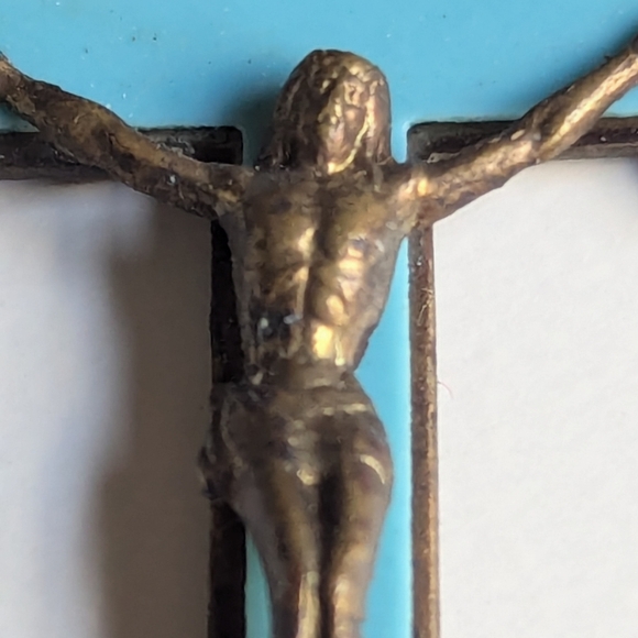 Antique crucifix Jesus on the cross necklace pendant charm, early 1900s - Picture 8 of 14